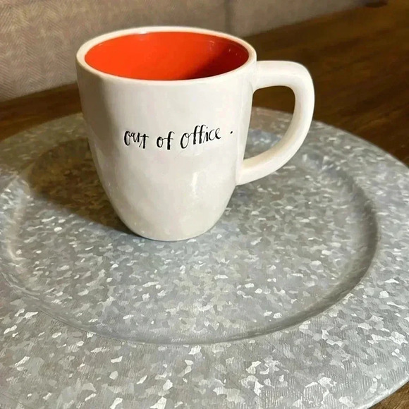 Rae Dunn Out of Office Coffee/Tea Drinking Mug Cup (Red interior) - Picture 6 of 6